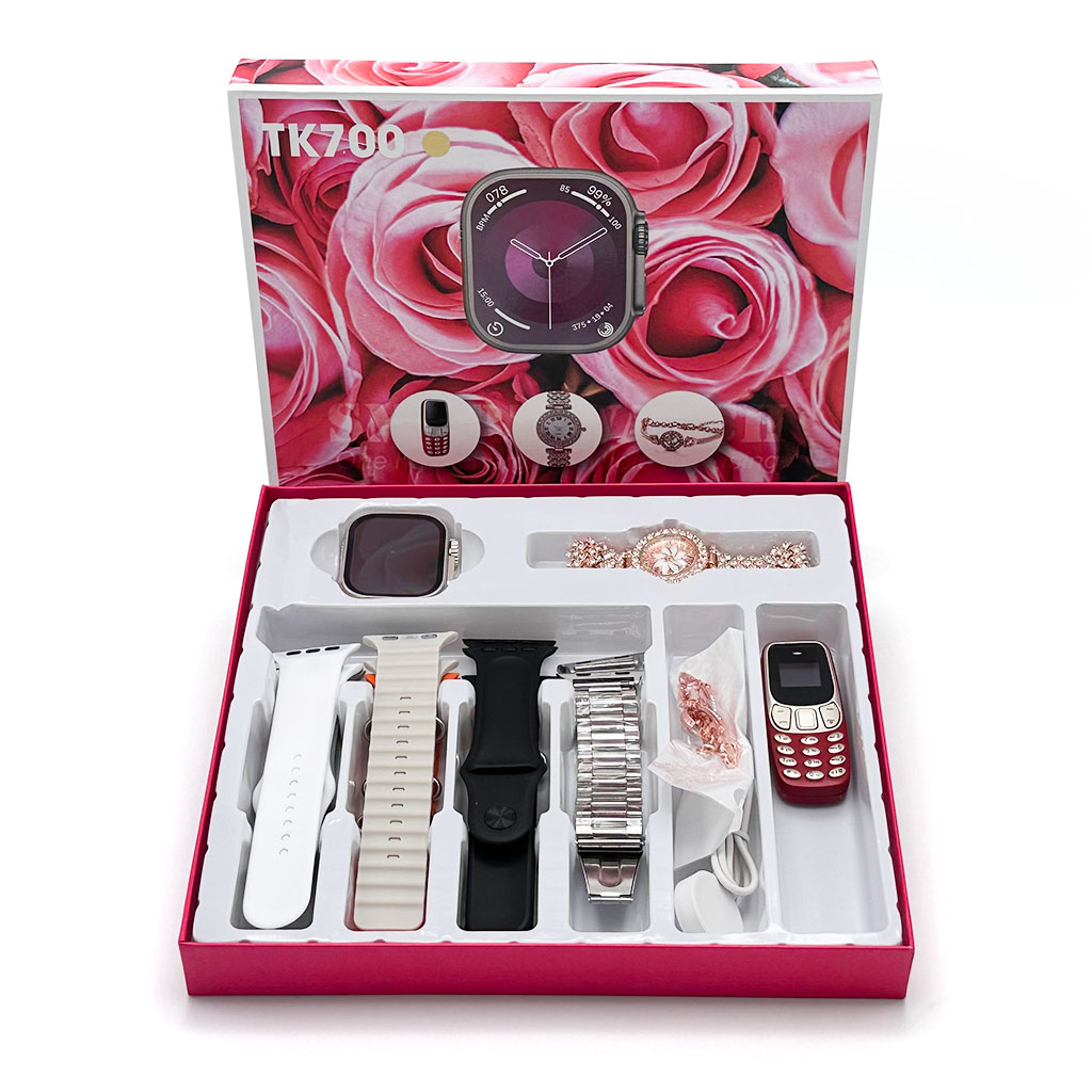 طقم ساعة ذكية وساعة نسائية مع هاتف حجم صغير