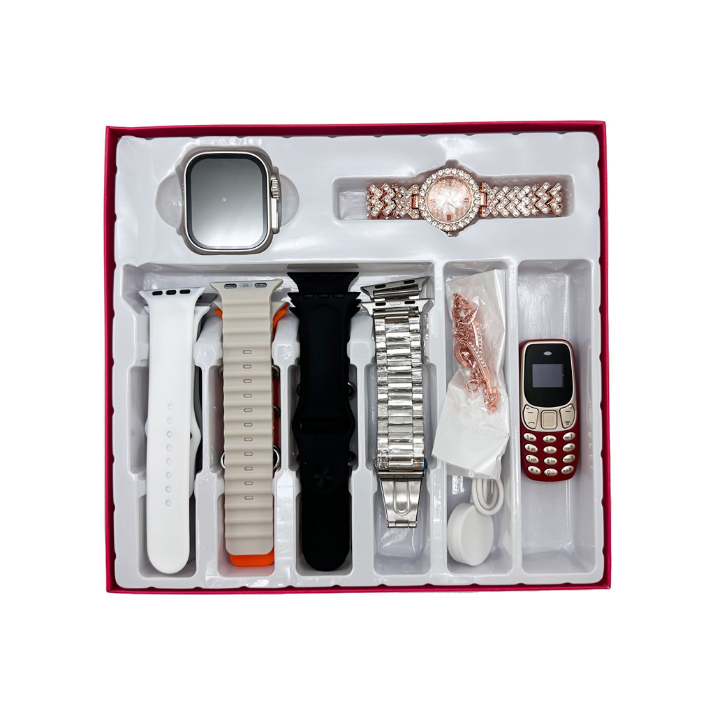 طقم ساعة ذكية وساعة نسائية مع هاتف حجم صغير - الصورة 6
